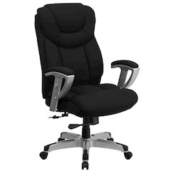 400 lb. Rated Black Fabric Executive Office Chair with Silver Adjustable Arms