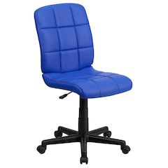 Mid-Back Blue Quilted Vinyl Swivel Task Office Chair
