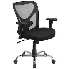 Big & Tall 400 lb. Rated Black Mesh Swivel Ergonomic Task Office Chair with Height Adjustable Back and Arms