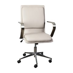 Mid-Back Executive Office Chair with Brushed Chrome Base and Arms, Taupe