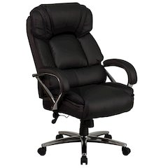 Big & Tall 500 lb. Rated Black LeatherSoft Executive Swivel Ergonomic Office Chair with Chrome Base and Arms