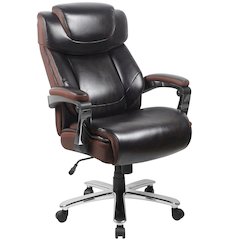 Big & Tall 500 lb. Rated Brown LeatherSoft Executive Swivel Ergonomic Office Chair with Adjustable Headrest