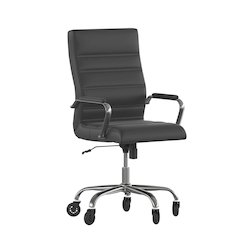 High Back Black Executive Swivel Office Chair with Chrome Frame, Arms,