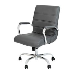 Mid-Back Gray Executive Swivel Office Chair with Chrome Frame and Arms