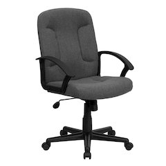 Mid-Back Gray Fabric Executive Swivel Office Chair with Nylon Arms