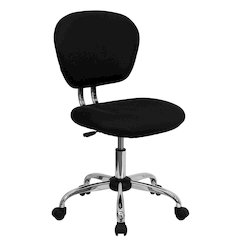 Mid-Back Black Mesh Padded Swivel Task Office Chair with Chrome Base