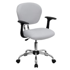 Mid-Back White Mesh Padded Swivel Task Office Chair with Chrome Base and Arms