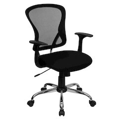 Mid-Back Black Mesh Swivel Task Office Chair with Chrome Base and Arms