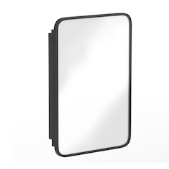 16" x 24"Bathroom Medicine Cabinet with Rounded Beveled Mirror, Black