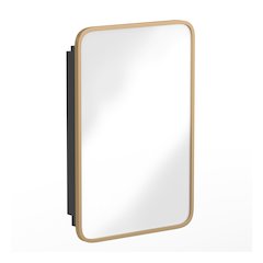 16" x 24"Bathroom Medicine Cabinet with Rounded Beveled Mirror, Gold