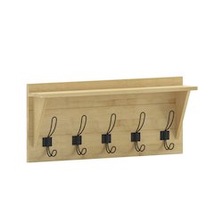 Wall Mounted 24 in Solid Pine Wood Storage Rack with Upper Shelf, Bamboo