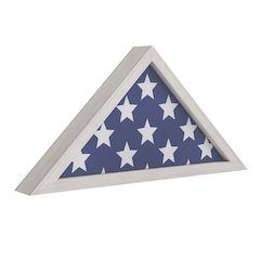 Whitewashed Memorial Flag Display Case - Solid Wood Military Flag Display Case
