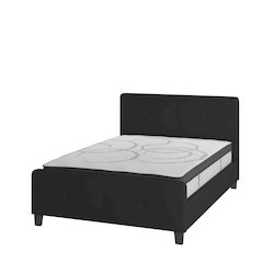 Full Size Tufted Upholstered Platform Bed in Black Fabric