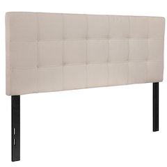 Tufted Upholstered Full Size Headboard in Beige Fabric
