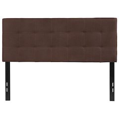 Quilted Tufted Upholstered Full Size Headboard in Dark Brown Fabric