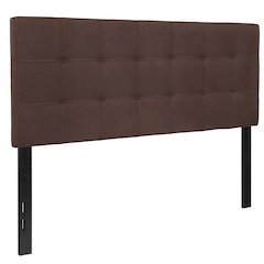 Tufted Upholstered Full Size Headboard in Dark Brown Fabric