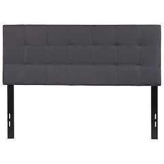 Quilted Tufted Upholstered Full Size Headboard in Dark Gray Fabric