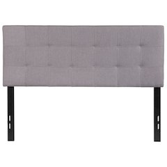 Quilted Tufted Upholstered Full Size Headboard in Light Gray Fabric