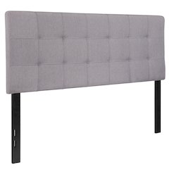 Tufted Upholstered Full Size Headboard in Light Gray Fabric