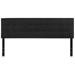 Quilted Tufted Upholstered King Size Headboard in Black Fabric