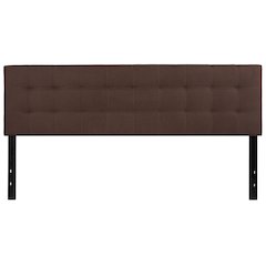 Tufted Upholstered King Size Headboard in Dark Brown Fabric