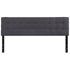 Quilted Tufted Upholstered King Size Headboard in Dark Gray Fabric