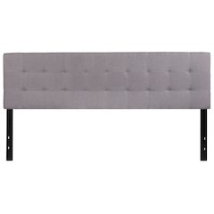 Quilted Tufted Upholstered King Size Headboard in Light Gray Fabric