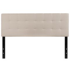 Quilted Tufted Upholstered Queen Size Headboard in Beige Fabric