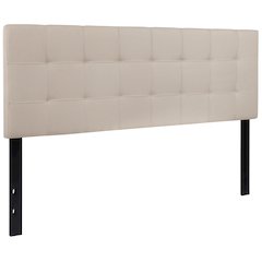 Tufted Upholstered Queen Size Headboard in Beige Fabric