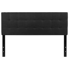 Quilted Tufted Upholstered Queen Size Headboard in Black Fabric