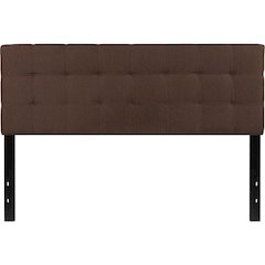Quilted Tufted Upholstered Queen Size Headboard in Dark Brown Fabric