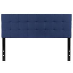 Quilted Tufted Upholstered Queen Size Headboard in Navy Fabric