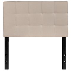 Quilted Tufted Upholstered Twin Size Headboard in Beige Fabric
