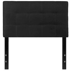Quilted Tufted Upholstered Twin Size Headboard in Black Fabric