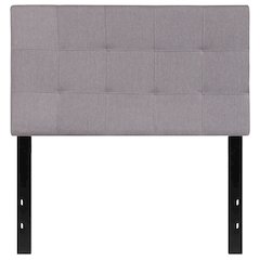 Quilted Tufted Upholstered Twin Size Headboard in Light Gray Fabric