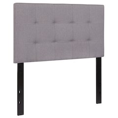 Tufted Upholstered Twin Size Headboard in Light Gray Fabric