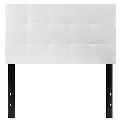 Quilted Tufted Upholstered Twin Size Headboard in White Fabric