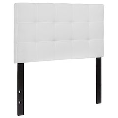 Tufted Upholstered Twin Size Headboard in White Fabric