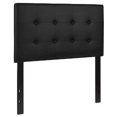 Tufted Upholstered Twin Size Headboard in Black Vinyl