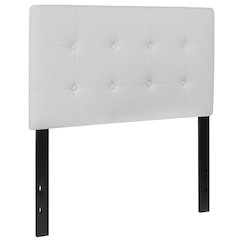 Tufted Upholstered Twin Size Headboard in White Vinyl