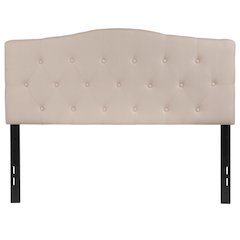 Arched Button Tufted Upholstered Full Size Headboard in Beige Fabric