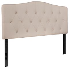 Tufted Upholstered Full Size Headboard in Beige Fabric