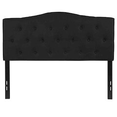 Arched Button Tufted Upholstered Full Size Headboard in Black Fabric