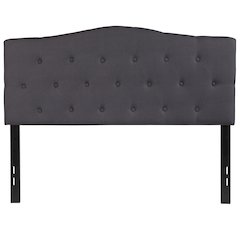 Arched Button Tufted Upholstered Full Size Headboard in Dark Gray Fabric