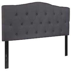 Tufted Upholstered Full Size Headboard in Dark Gray Fabric