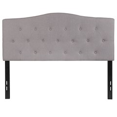 Arched Button Tufted Upholstered Full Size Headboard in Light Gray Fabric