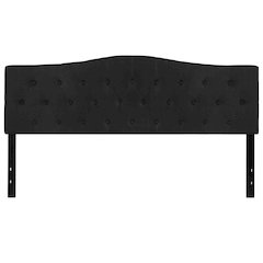 Arched Button Tufted Upholstered King Size Headboard in Black Fabric