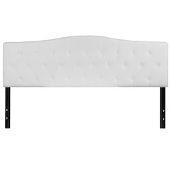 Tufted Upholstered King Size Headboard in White Fabric