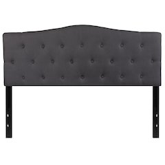 Arched Button Tufted Upholstered Queen Size Headboard in Dark Gray Fabric