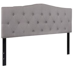 Tufted Upholstered Queen Size Headboard in Light Gray Fabric